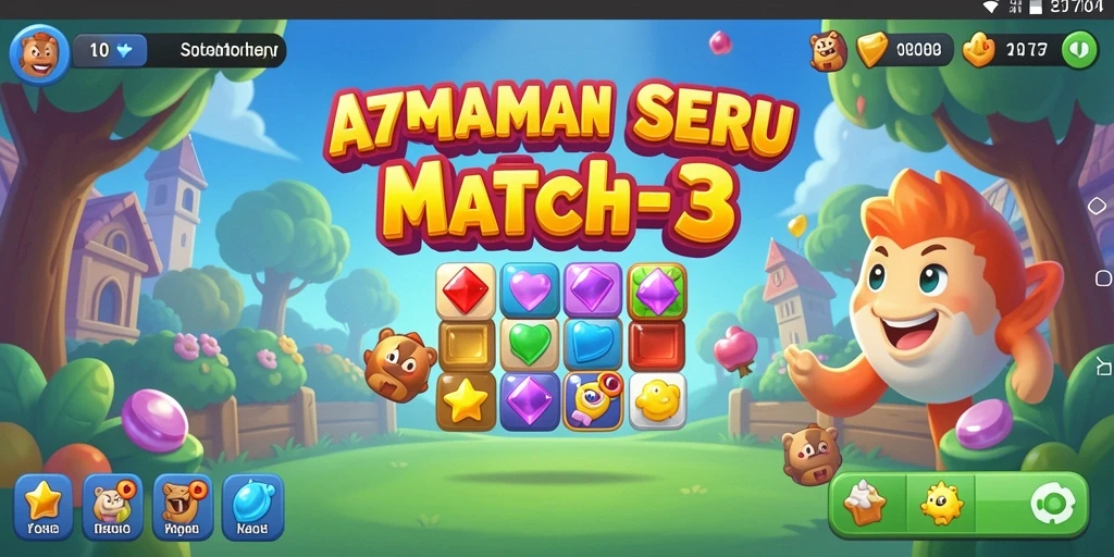 Tampilan seru gameplay A7777 dengan tantangan Match-3.