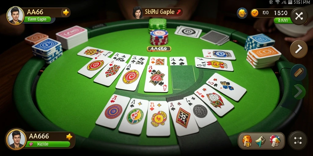 Screenshot AA666 menampilkan gameplay Gaple yang seru.