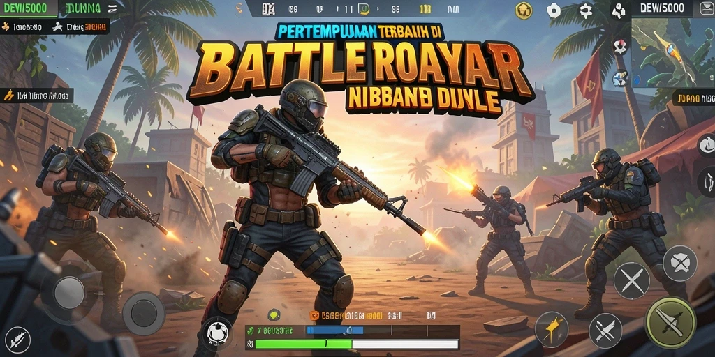 Gameplay mendebarkan di dunia Battle Royale DEWI5000.
