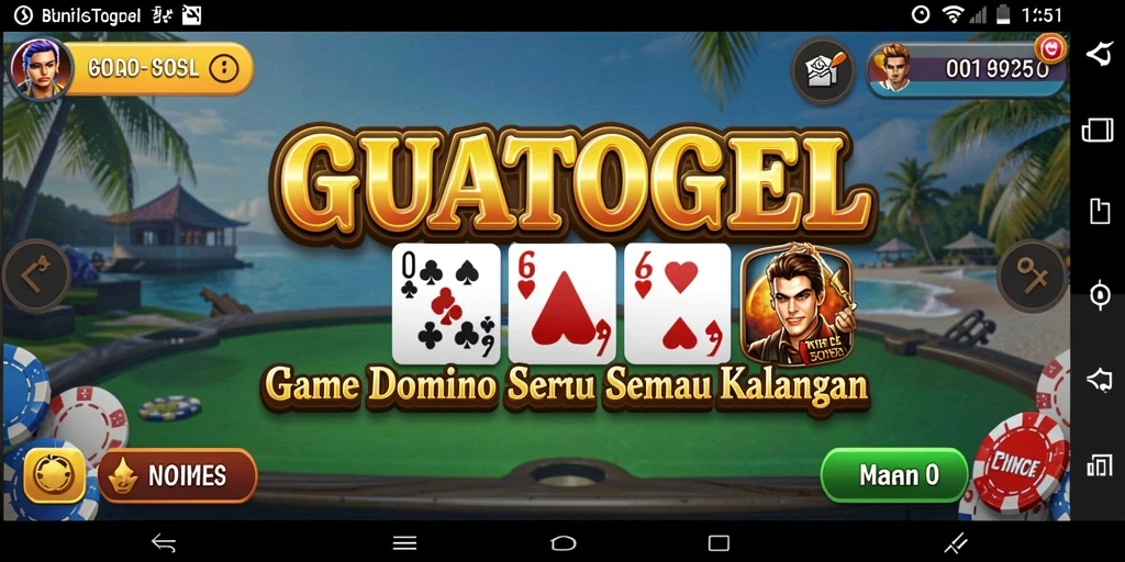 Tampilan gameplay GUATOGEL dengan suasana permainan Domino yang seru.