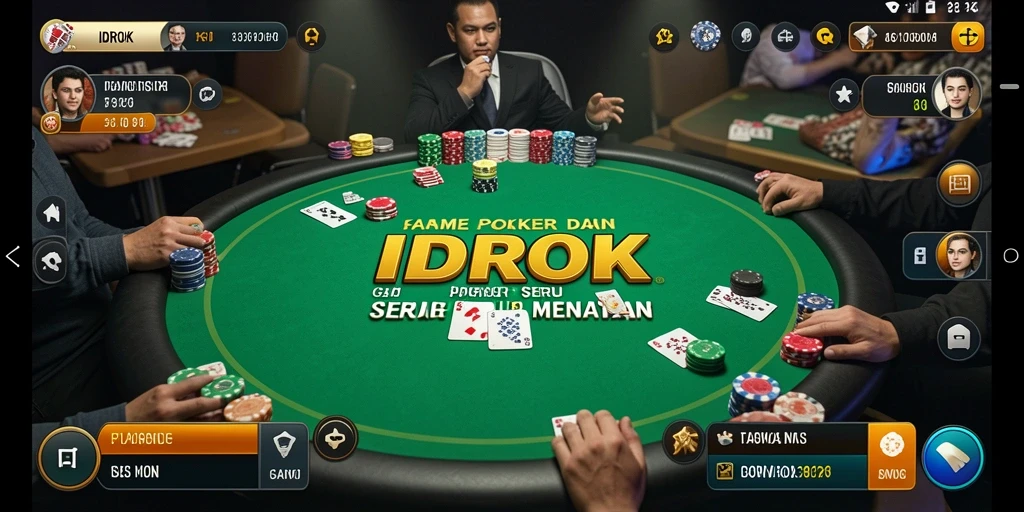 Tampilan screenshot permainan Poker IDROK dengan antarmuka yang menarik.