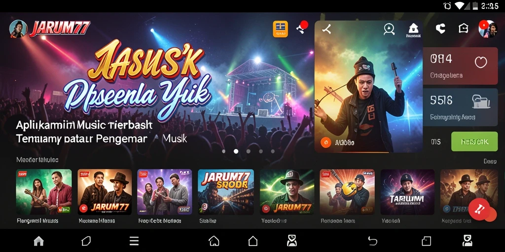 Tampilan gameplay interaktif JARUM77 saat memilih lagu.