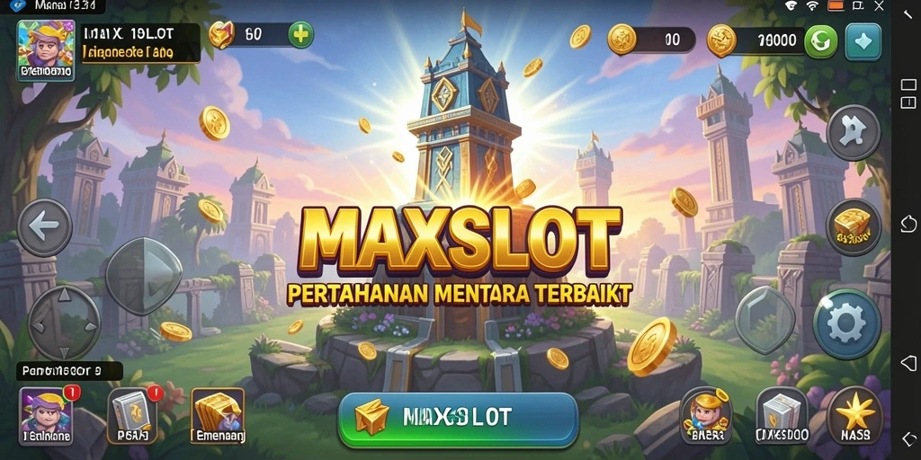 Screenshot game MAXSLOT menampilkan aksi menara yang mendebarkan.