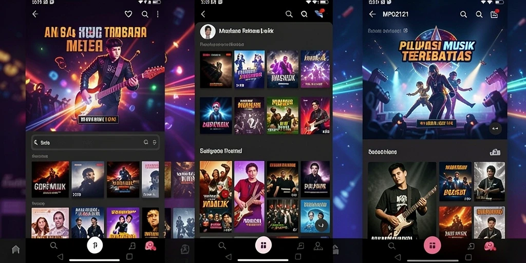 Tampilan gameplay MPO2121 dengan antarmuka musik yang menarik.