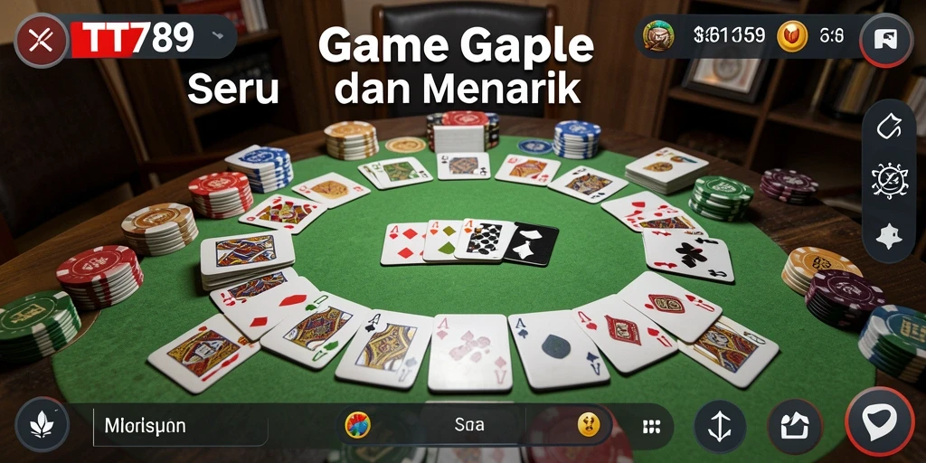 Screenshot permainan Gaple TT789 yang seru dan interaktif.